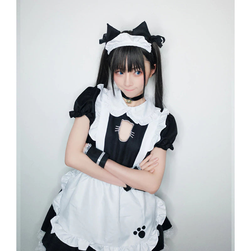Girl Wearing Cat Maid Dress Heart With Arms Crossed