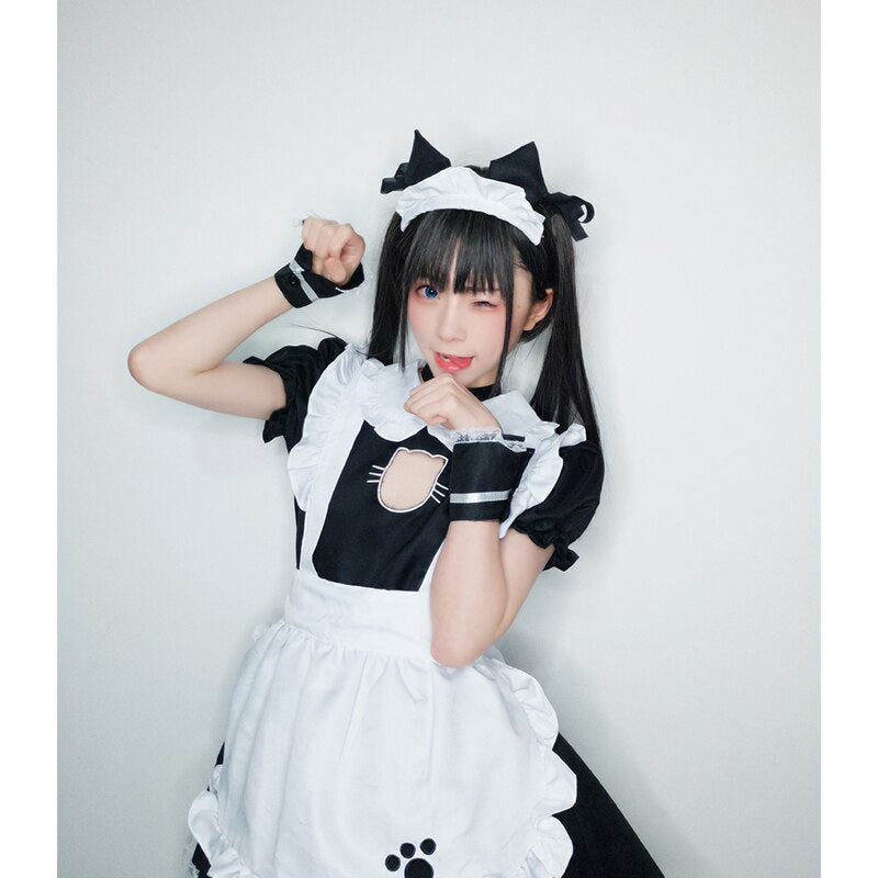Girl Wearing Cat Maid Dress Posing