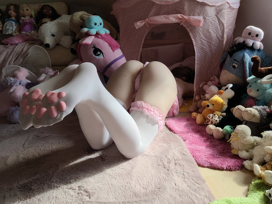 Pink Paw Pad Cat White Stockings