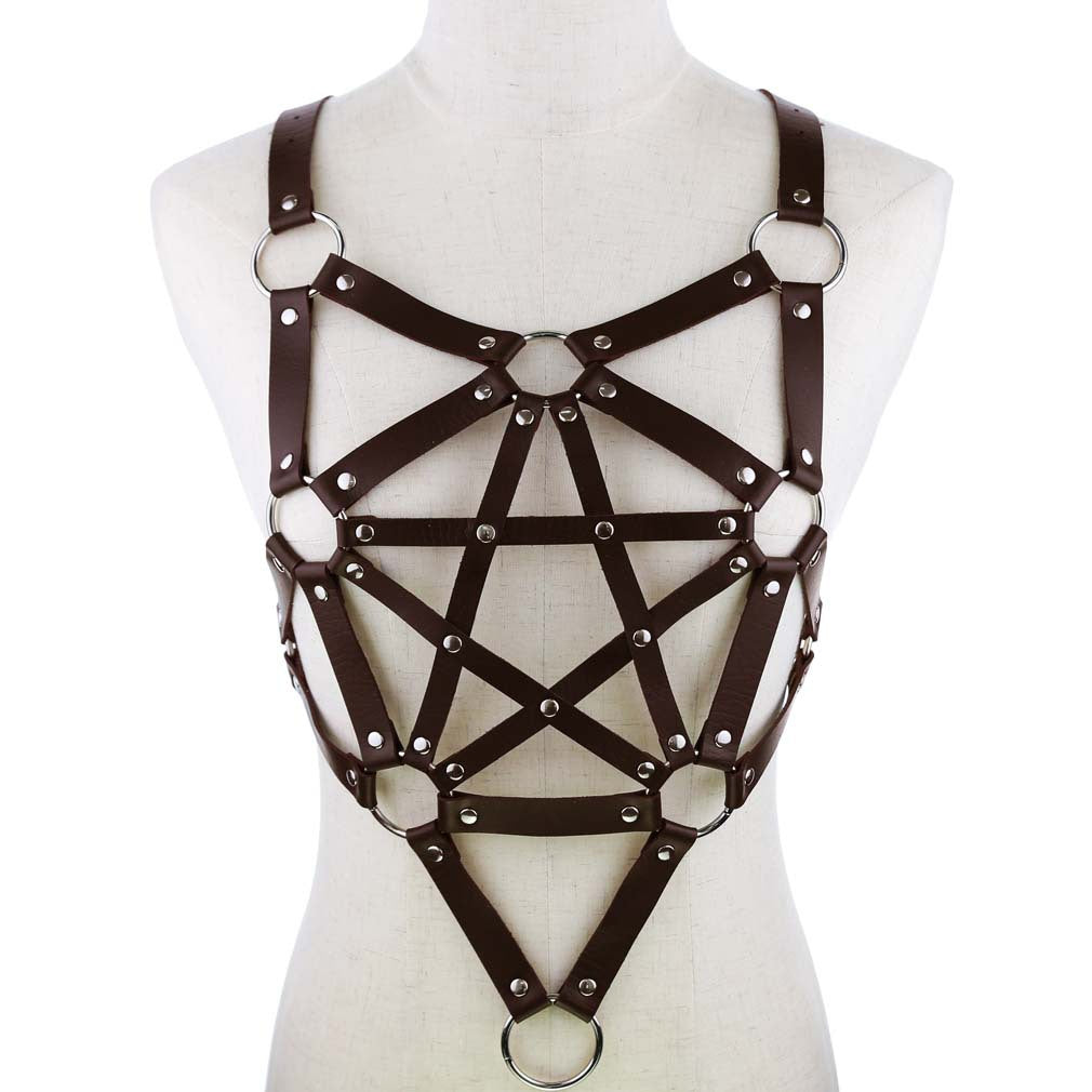 Pentagram Dark Brown Leather Harness