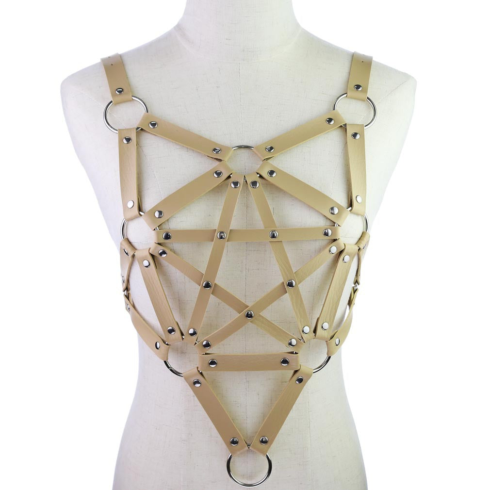 Pentagram Light Brown Leather Harness
