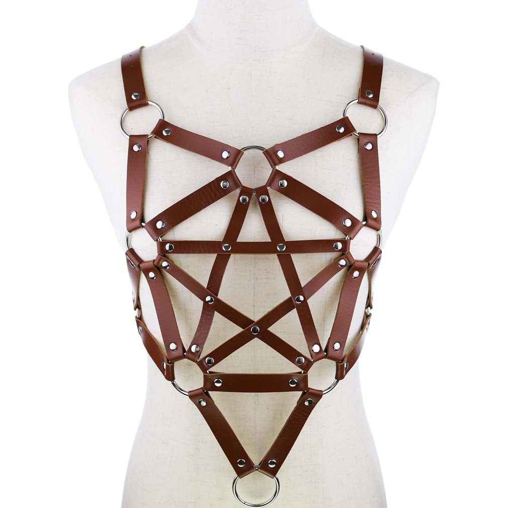 Pentagram Brown Leather Harness