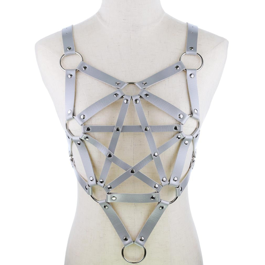 Pentagram Gray Leather Harness