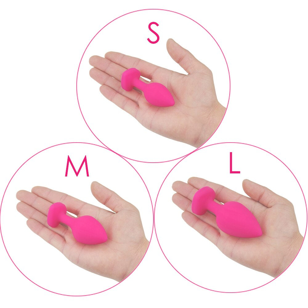 Pink Heart Silicone Butt Plug Sizes