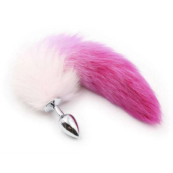 Pink & White Cat Tail Butt Plug