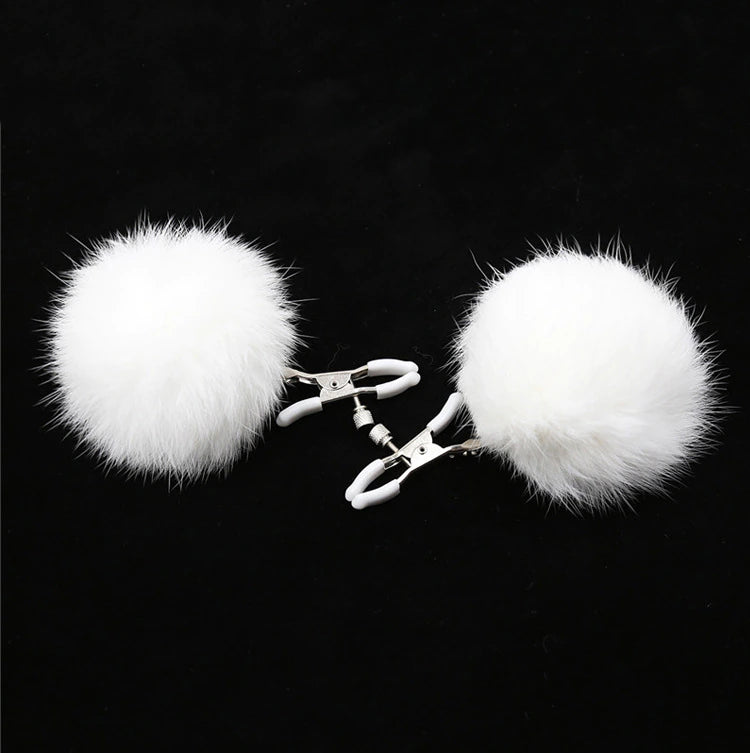 White Pom Pom Nipple Clamp
