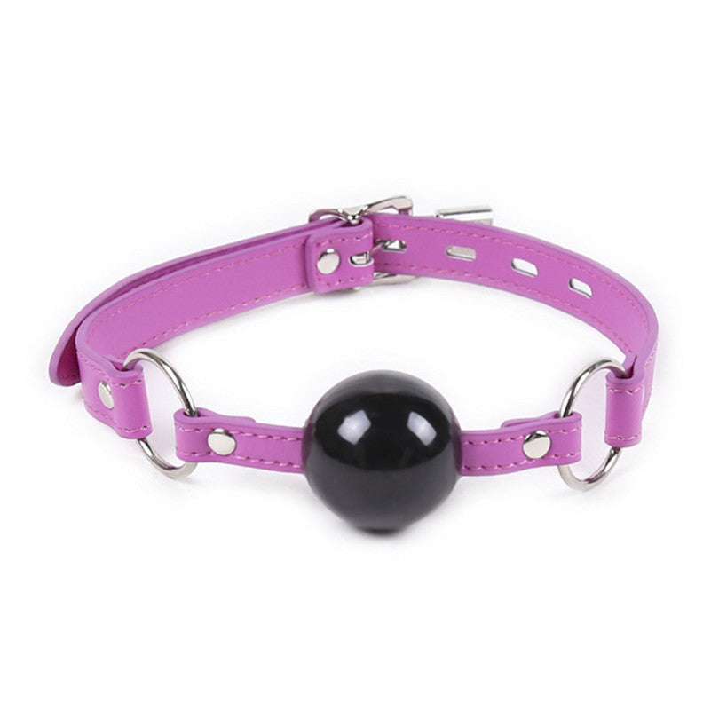 Purple Leather Choker with Black Ball Gag