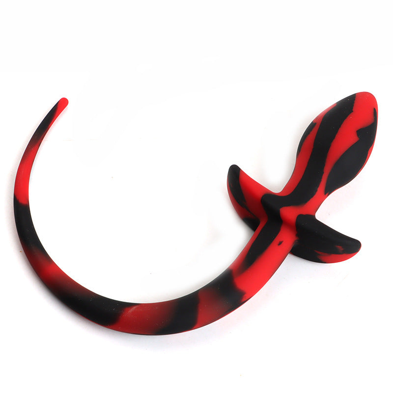 Silicone Black And Red  Puppy Tail Butt Plug