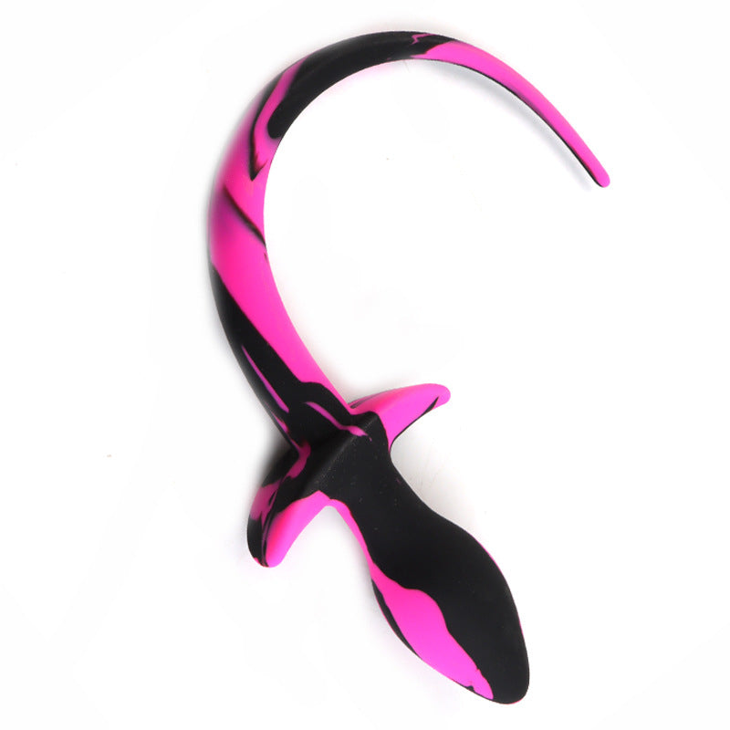 Silicone Black And Pink Puppy Tail Butt Plug