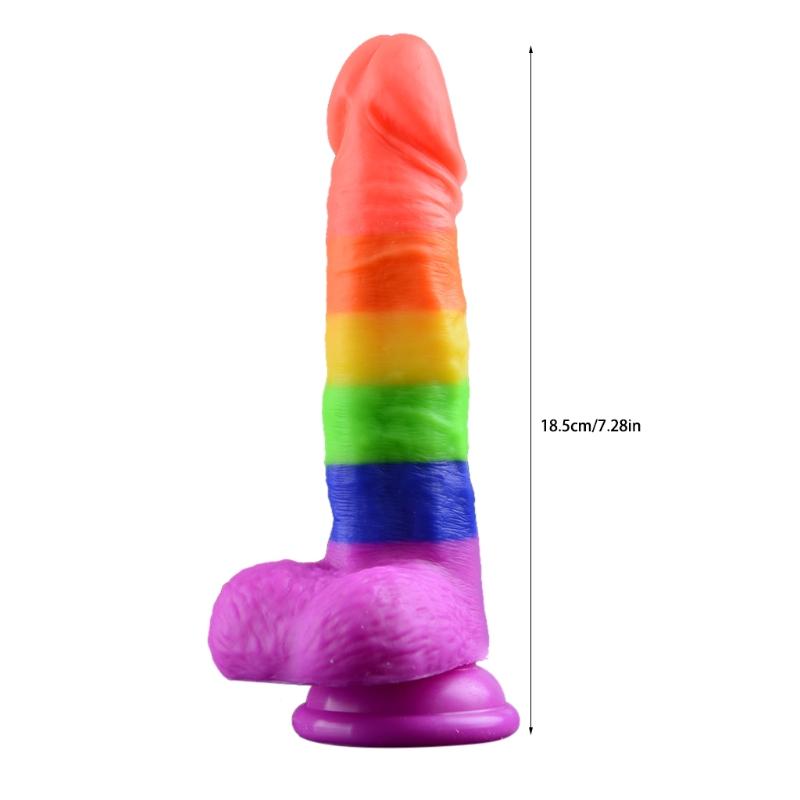 Silicone Veiny Rainbow Dildo Measurements