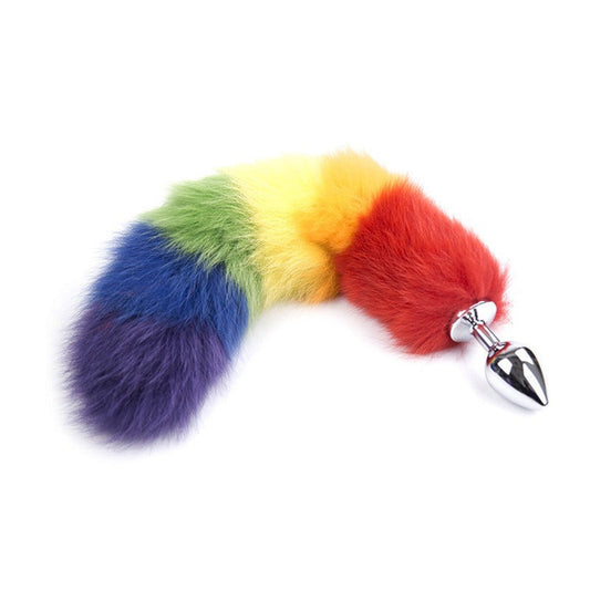 Rainbow Cat Tail Metal Butt Plug