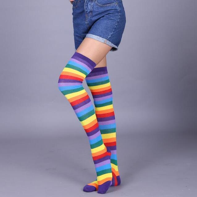 Dark Rainbow Thigh Highs