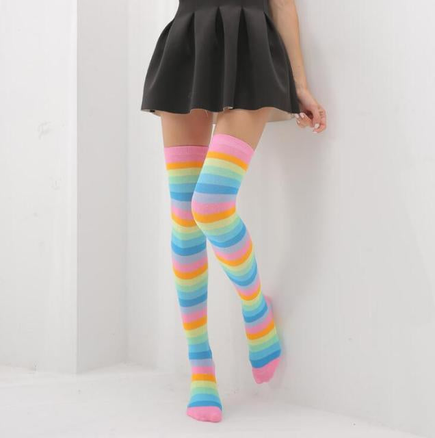 Pastel Rainbow Thigh Highs