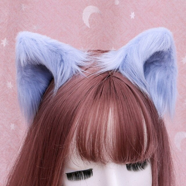  Furry Blue Cat Ears