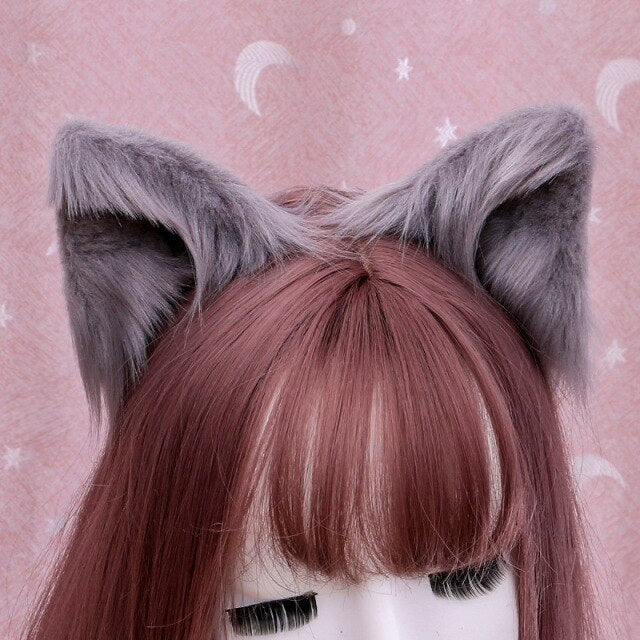 Furry Gray Cat Ears