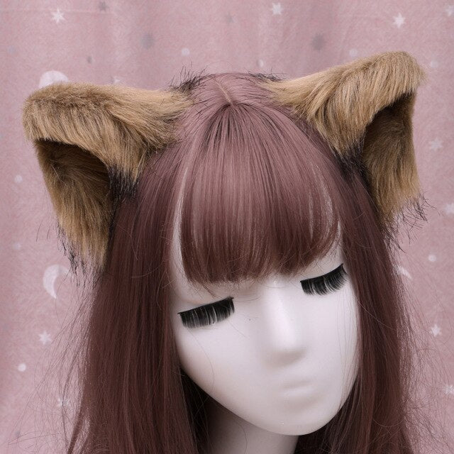  Furry Brown Cat Ears