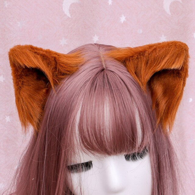  Furry Orange Cat Ears