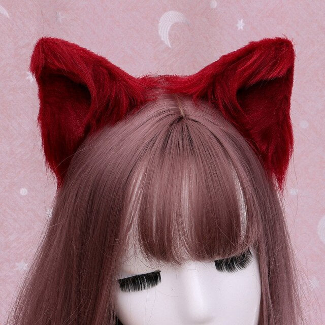  Furry Red Cat Ears