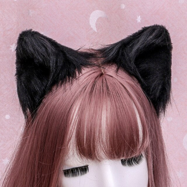  Furry Black Cat Ears