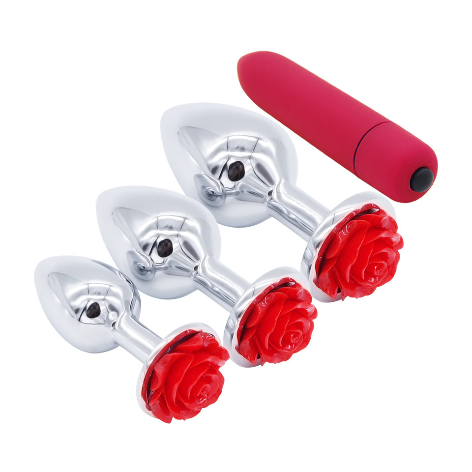 Red Rose Plug Set With  Vibrator