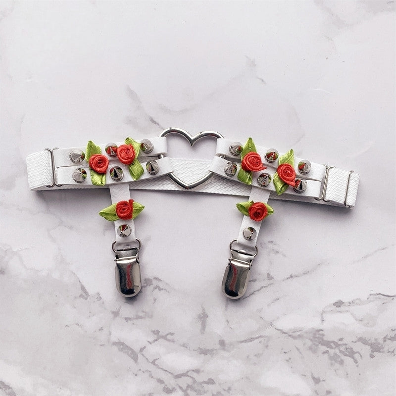 Red Rose White Garter Belt