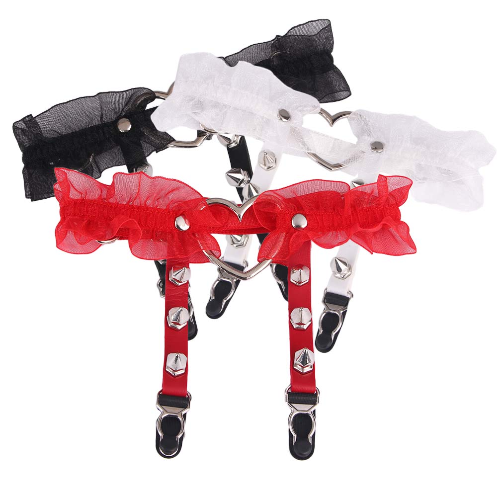 Ruffled Heart Garter Belt Set