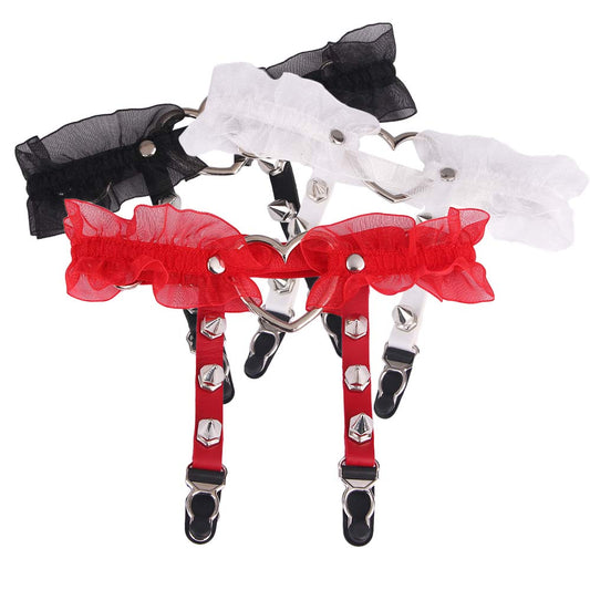 Ruffled Heart Garter Belt Set