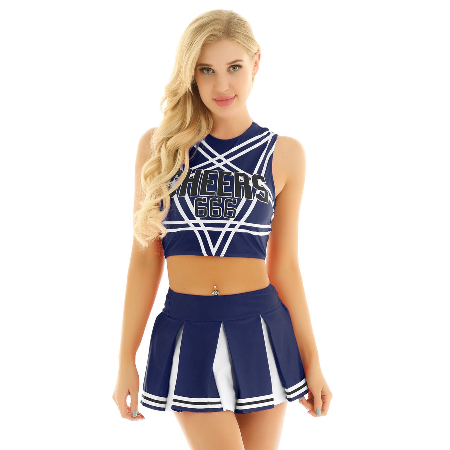 666 Navy Blue Cheerleader Outfit