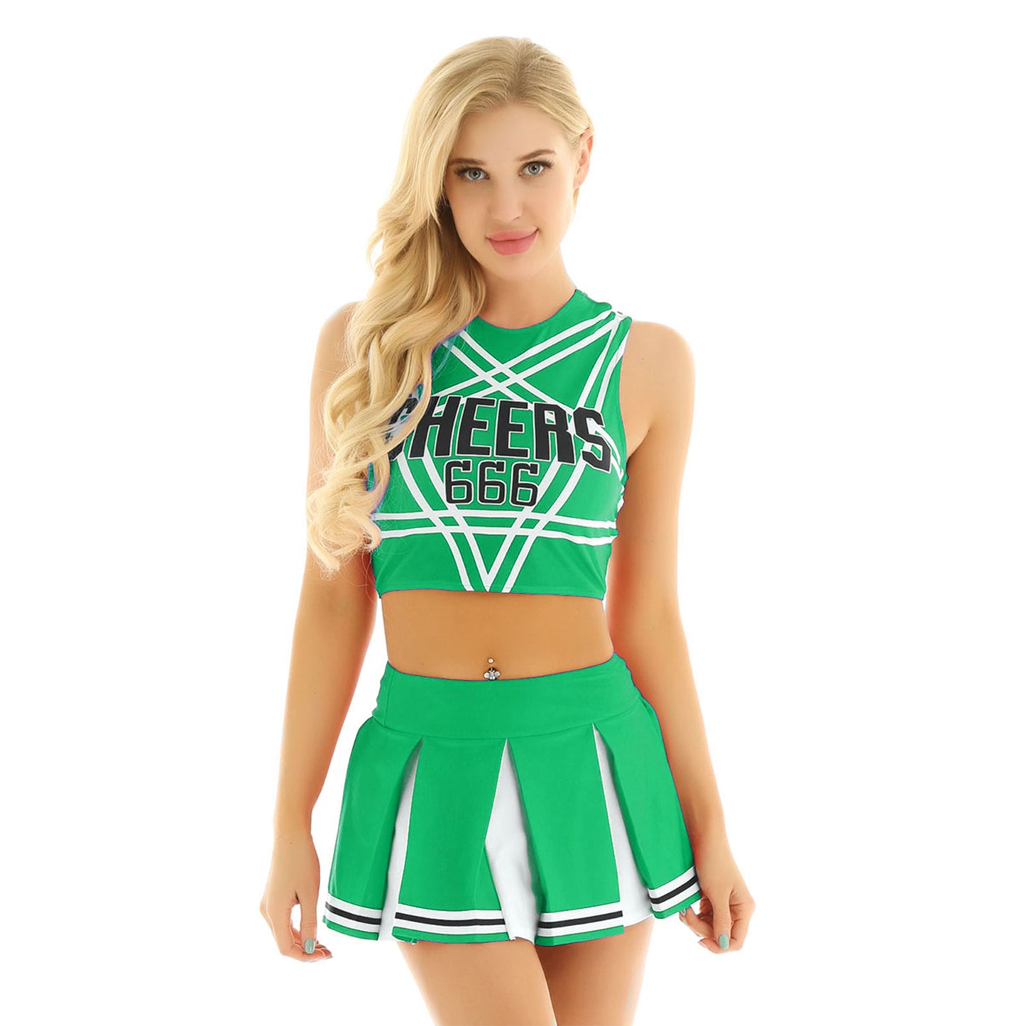 666 Green Cheerleader Outfit