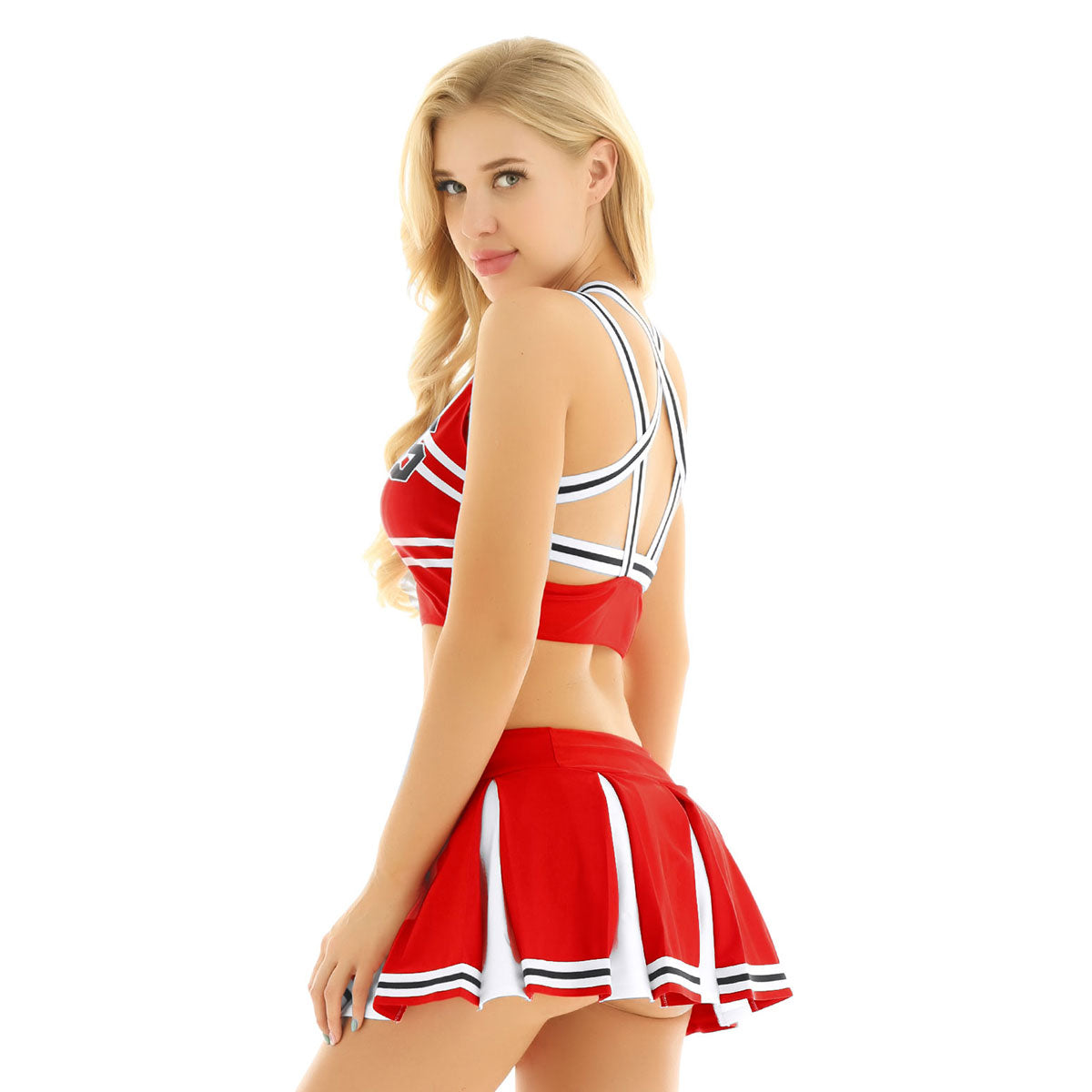 666 Red Cheerleader Outfit Back Side
