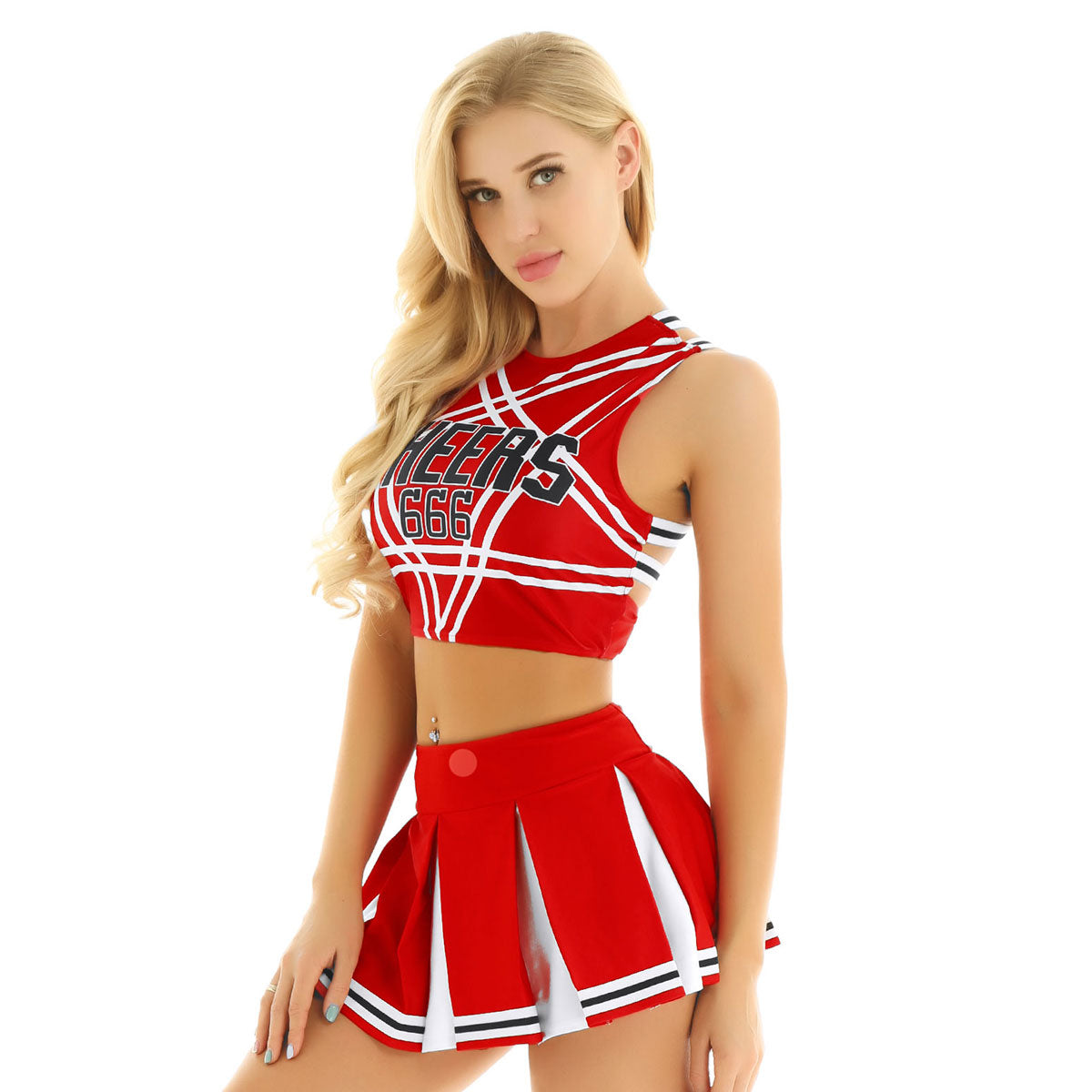 666 Red Cheerleader Outfit
