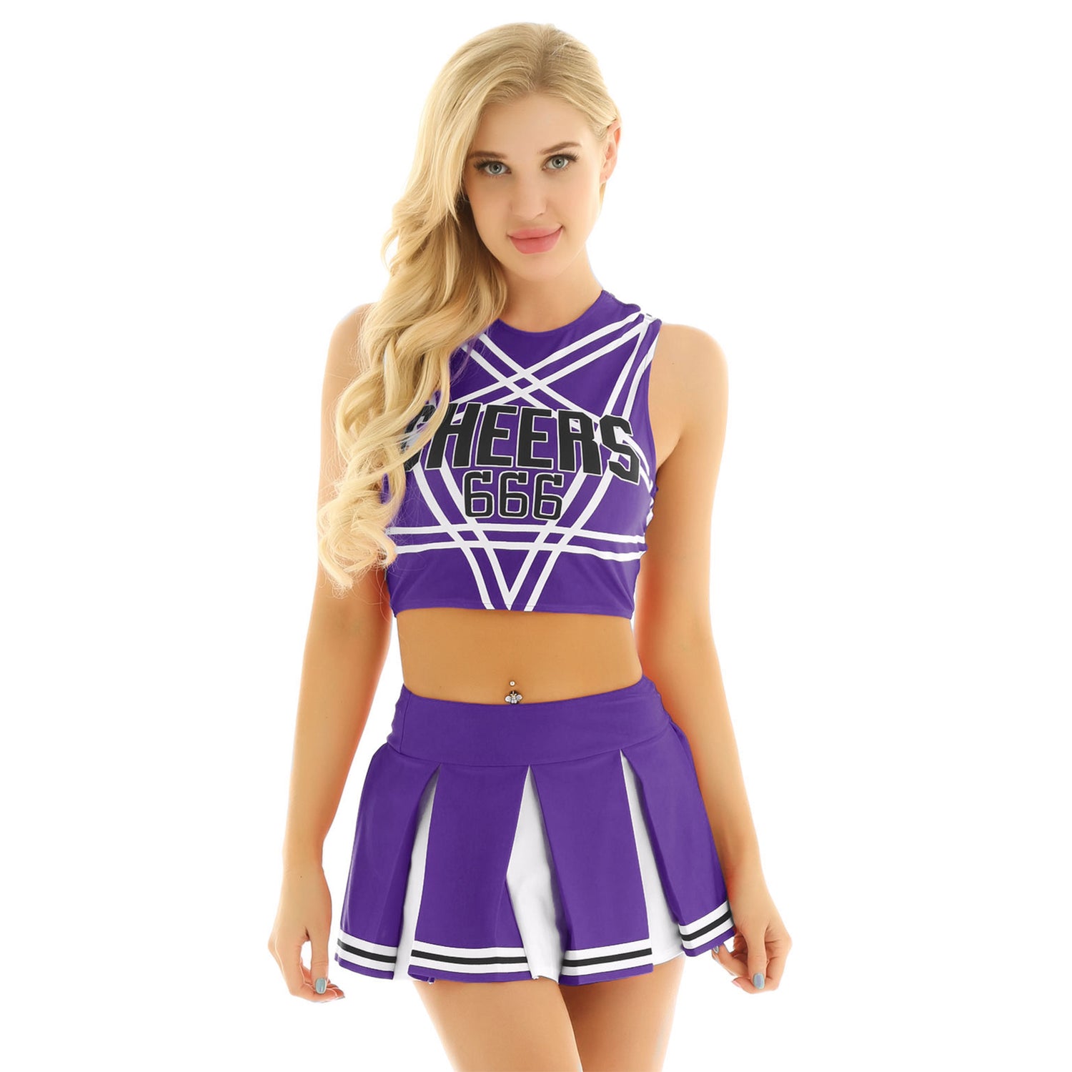 666 Purple Cheerleader Outfit