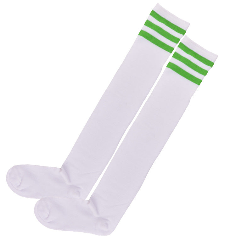 White School Girl Stockings With Green Stripes