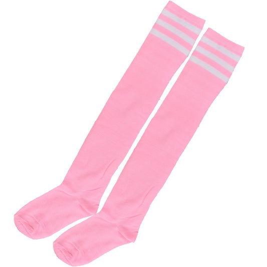 Pink School Girl Stockings With White Stripes