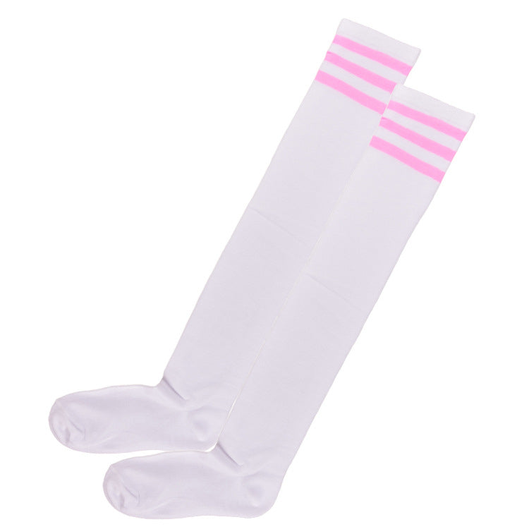 White School Girl Stockings With Pink Stripes