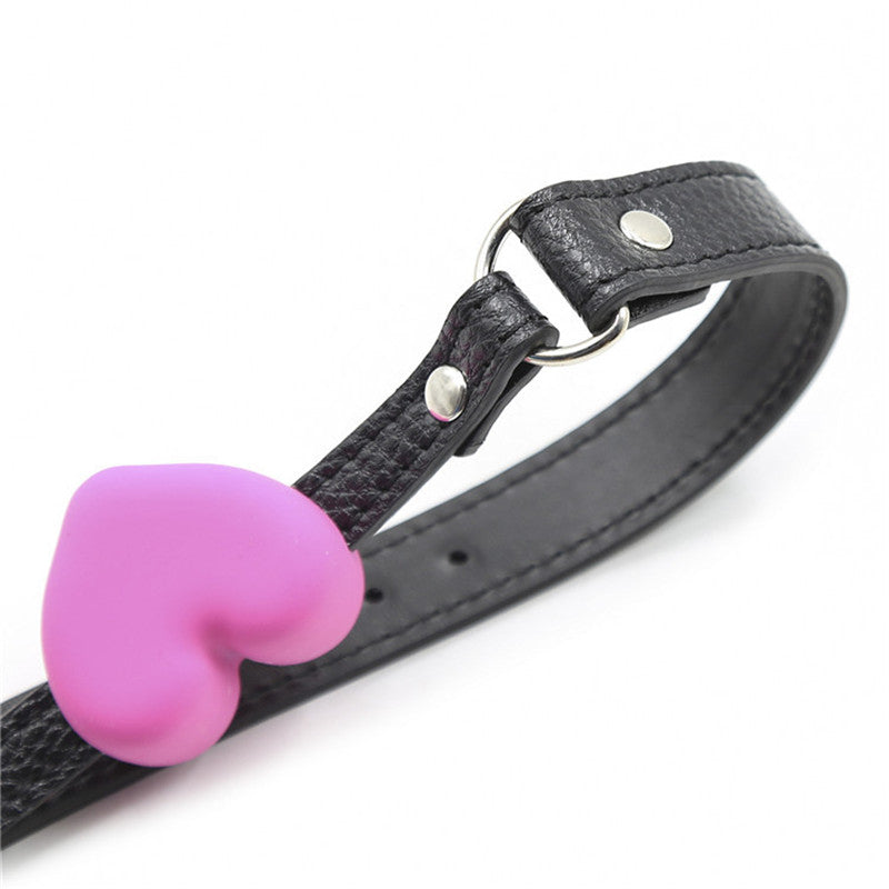 Silicone Pink Heart Ball Gag Close Up
