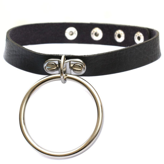 Big Ring Leather Choker