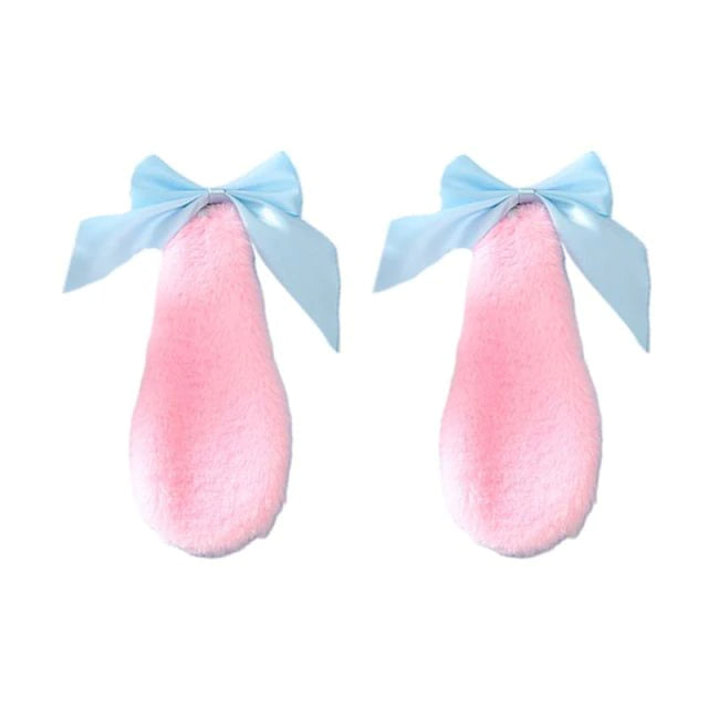 Soft Pink Bunny Ears With Blue Ribbons