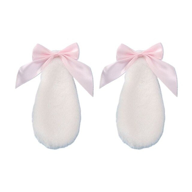 Soft White Bunny Ears With Light Pink Ribbons