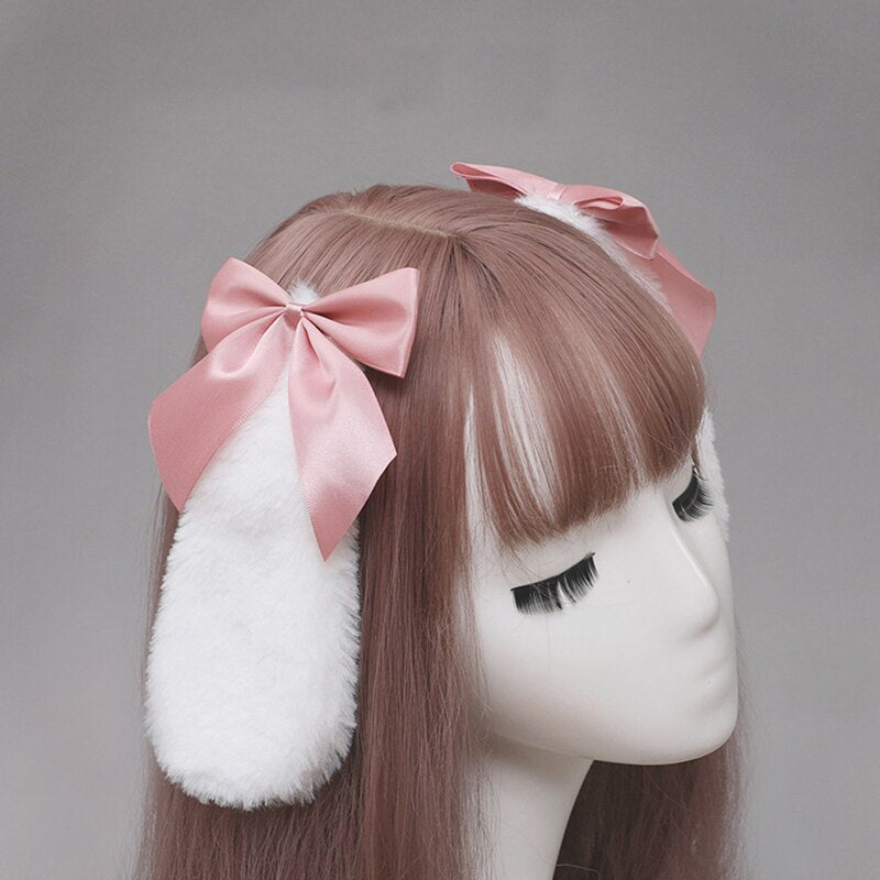 Head Mannequin Wearing Soft Bunny Ears Side View