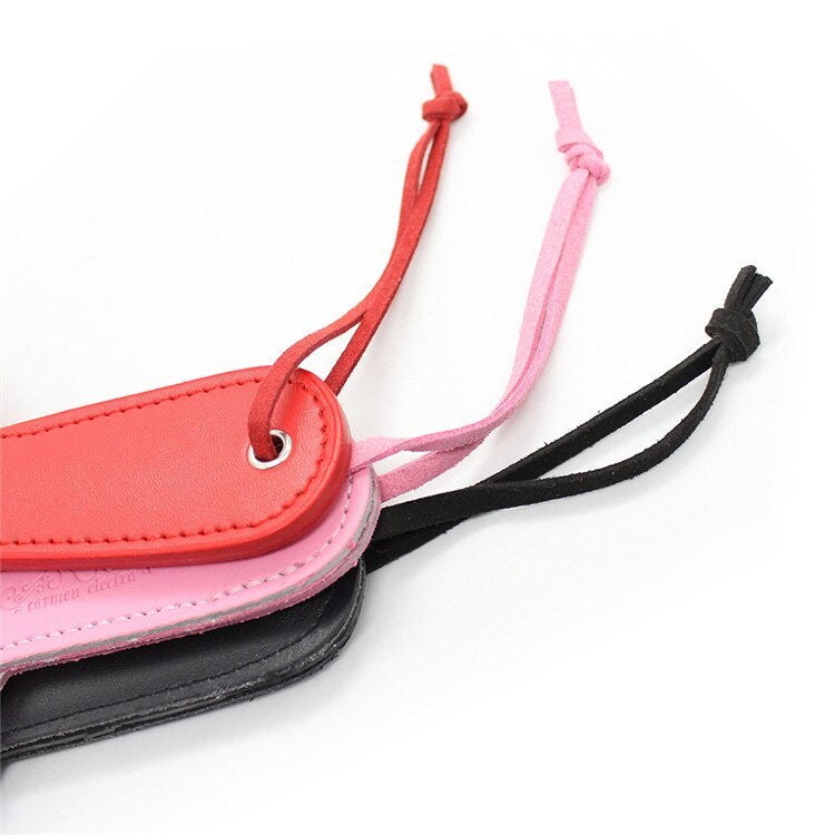 Leather Heart Paddle With Fur Center Close Up