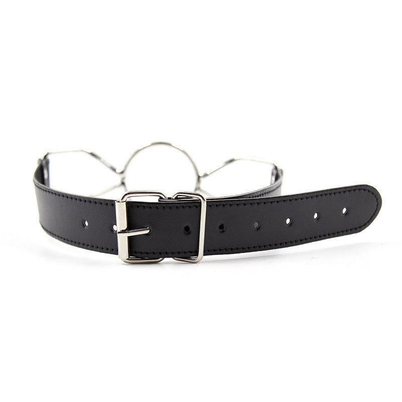 Metal Spider Gag In Leather Strap And Belt Buckle