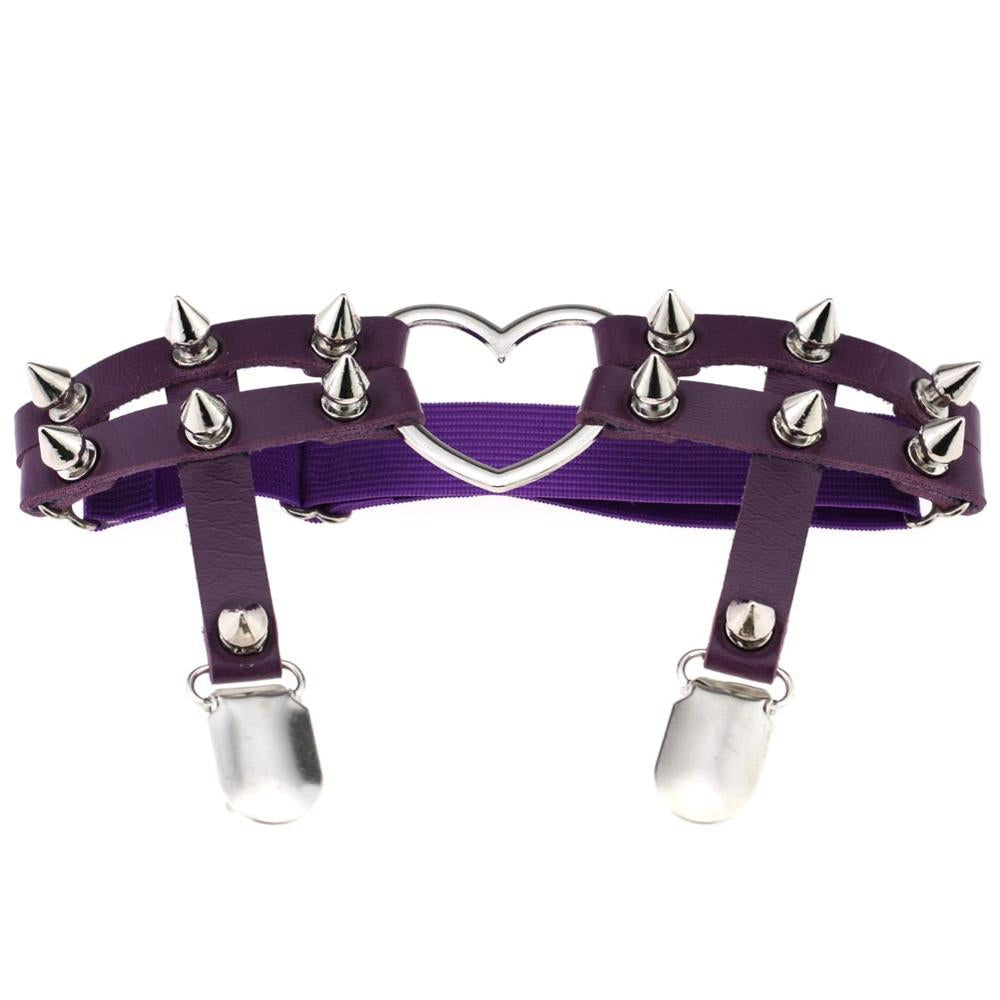 Spiked Heart Purple Garter Belt