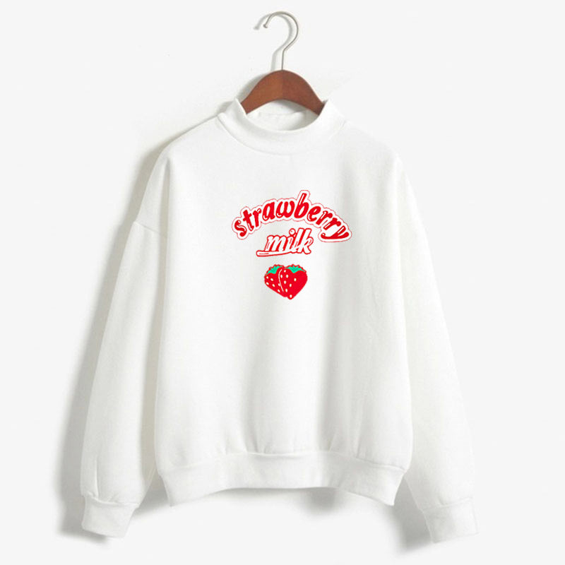 White Strawberry Milk Crewneck Sweater