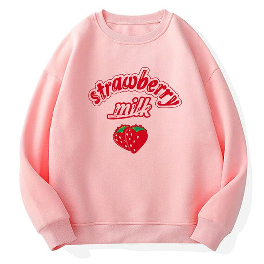 Strawberry Milk Crewneck Sweater Front Side
