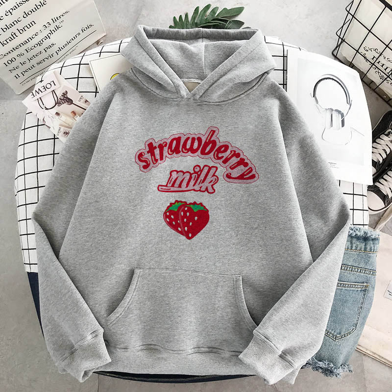 Gray Strawberry Milk Hoodie