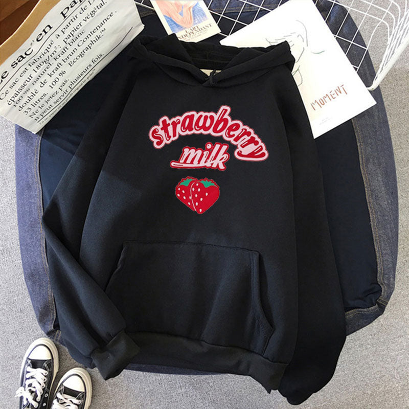 Black Strawberry Milk Hoodie