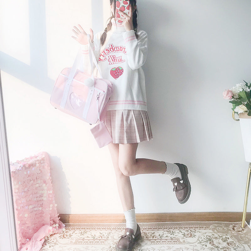 Strawberry Milk White Knit Sweater