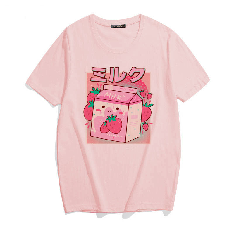 Strawberry Milk Pink T Shirt 