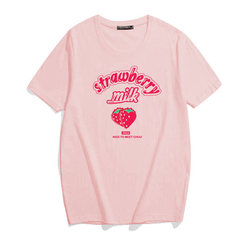 Pink Strawberry Milk Pink T Shirt